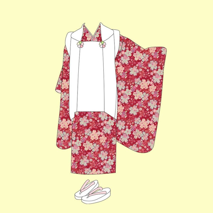ポリジャガードちりめん生地 さくら(赤)10cm単位 切り売り |生地 和柄