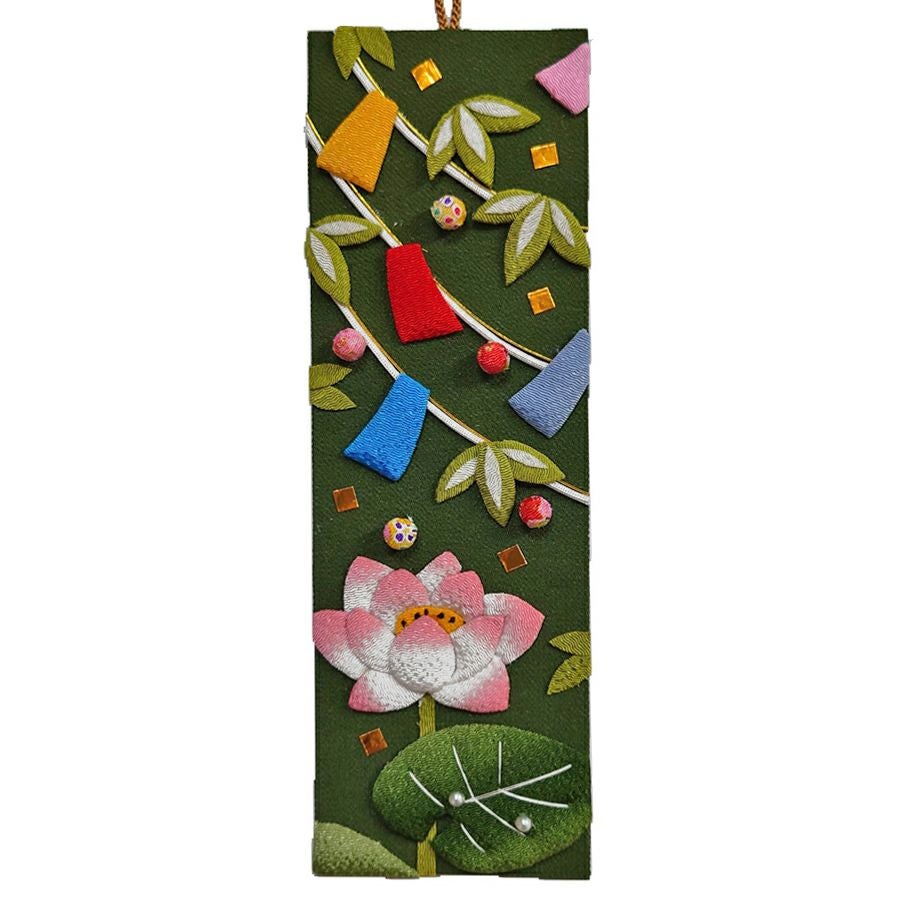 ちりめん手芸キット 風物短冊 7月 祈りの七夕蓮の花 |生地 和柄/和布
