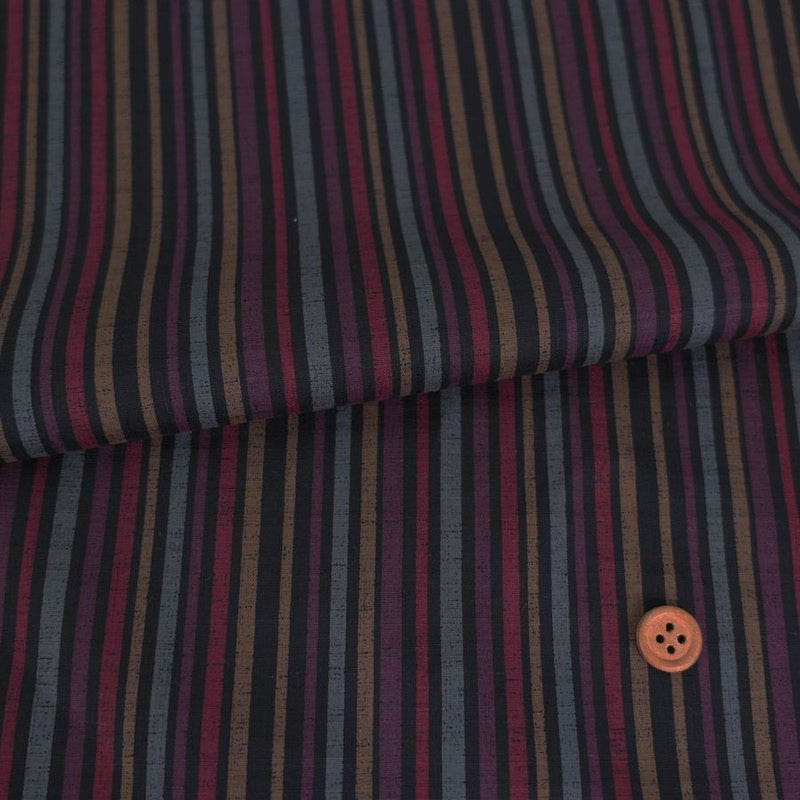 和柄コットン生地 多色の滝筋縞模様(黒) 10cm単位 切り売り 滝筋染文様 サザンクロス 和調木綿布地 コットンこばやし 縞柄