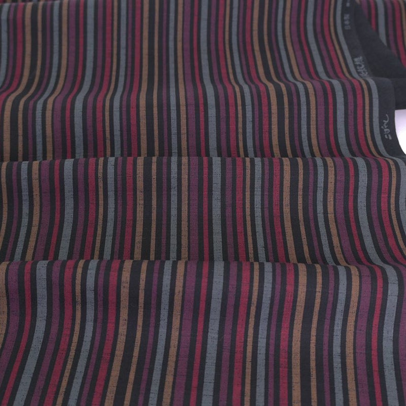 和柄コットン生地 多色の滝筋縞模様(黒) 10cm単位 切り売り 滝筋染文様 サザンクロス 和調木綿布地 コットンこばやし 縞柄