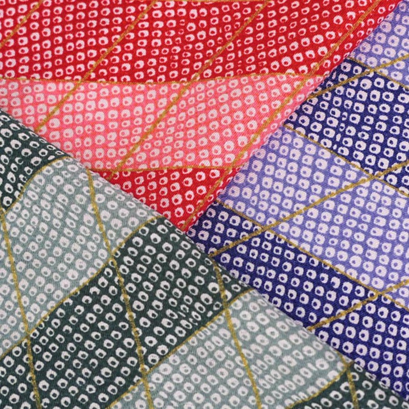 ちりめん生地 二色しぼり(青紫) 10cm単位 切り売り 鹿の子絞り柄 かのこ模様 かの子柄 ブルー 縮緬細工用 手芸向き