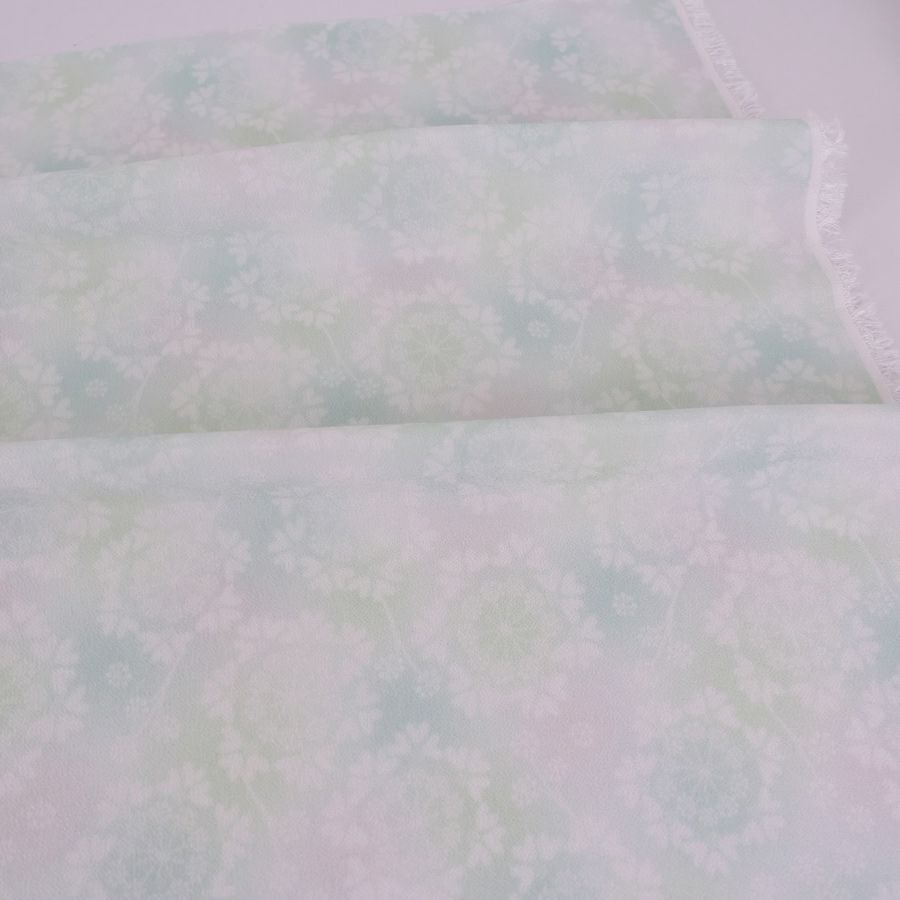 つゆつき・一越ちりめん オルレアレースぼかし(碧空/へきくう) 10cm単位 切り売り ひとこしちりめんでつまみ細工 縮緬暈し柄 チリメンボカシ緑色