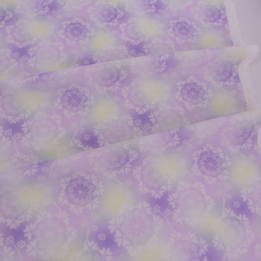 つゆつき・一越ちりめん オルレアレースぼかし(紫霄/ししょう) 10cm単位 切り売り ボカシひとこしちりめん 縮緬暈しグラデーションパープルボカシ