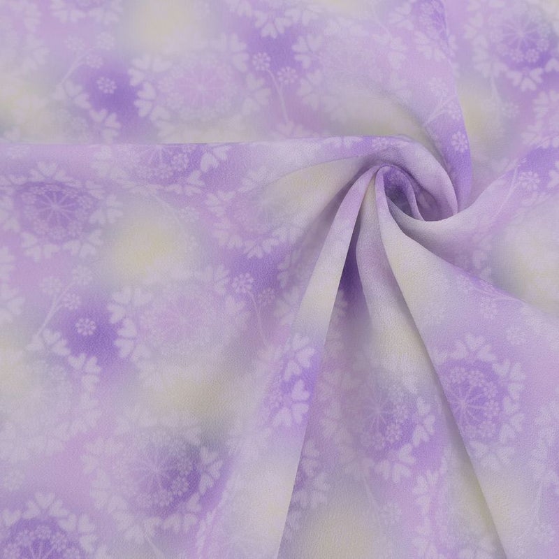 つゆつき・一越ちりめん オルレアレースぼかし(紫霄/ししょう) 10cm単位 切り売り ボカシひとこしちりめん 縮緬暈しグラデーションパープルボカシ