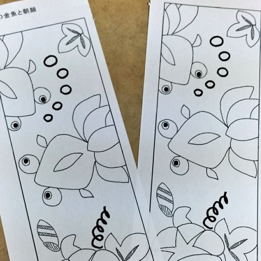 ちりめん手芸キット 風物短冊 8月 盛夏の金魚と朝顔 夏のクラフトキット 夏休み手作り 縮緬細工 チリメン押絵初心者