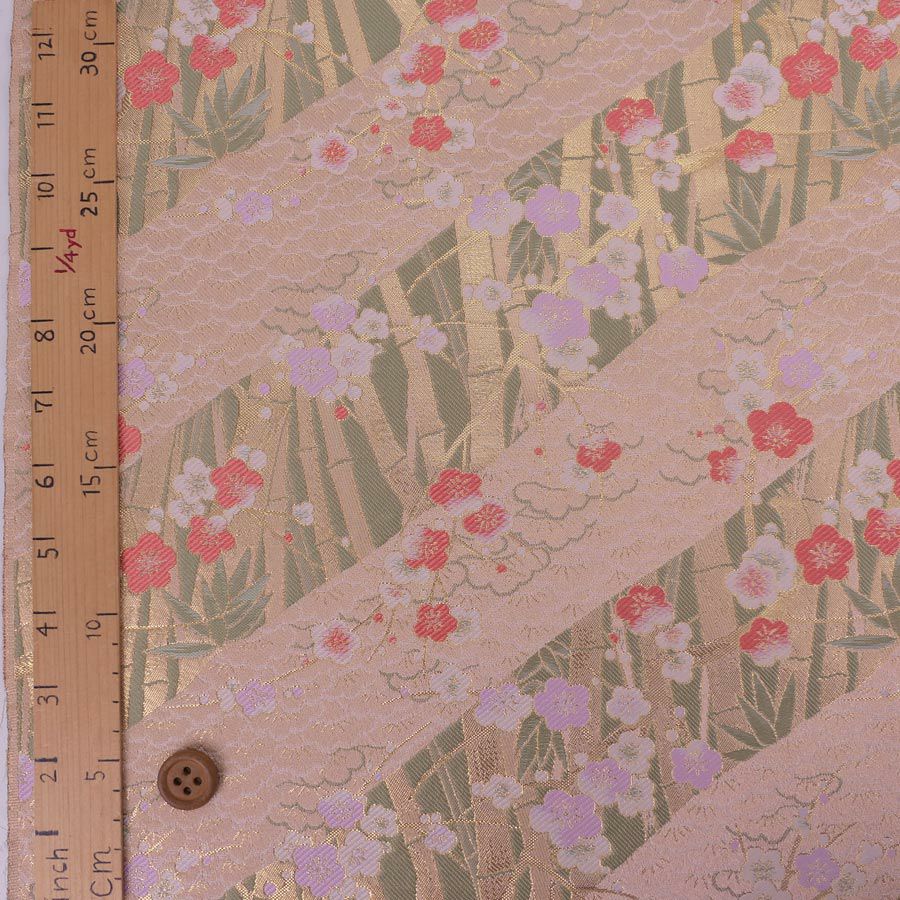 金襴生地(金らん) 松竹梅の雅(ピンクベージュ) 10cm単位 切り売り