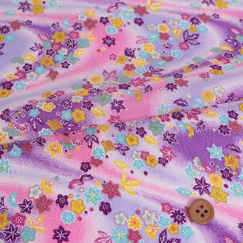 ちりめん生地 吹寄せパステル調(ピンク/紫) 10cm単位 切り売り 縮緬布地 レーヨンチリメン パステルカラー かわいいふきよせ柄