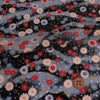 ちりめん生地 露芝に小菊(黒) 10cm単位 切り売り ちりめん手芸生地 レーヨンチリメン 手芸用 ブラックグレー 花柄