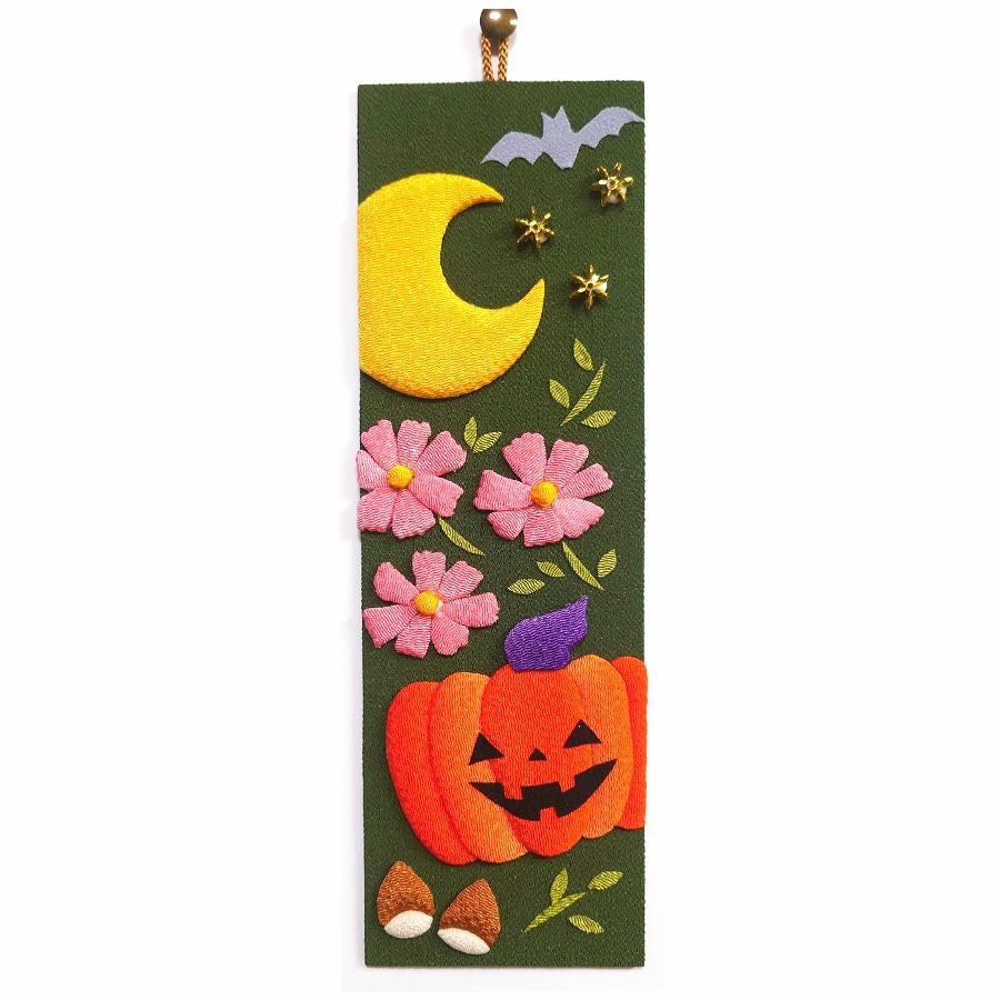 ちりめん手芸キット 風物短冊 10月 ハロウィンと秋桜 |生地 和柄/和布