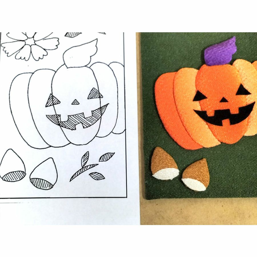 ちりめん手芸キット 風物短冊 10月 ハロウィンと秋桜 |生地 和柄/和布