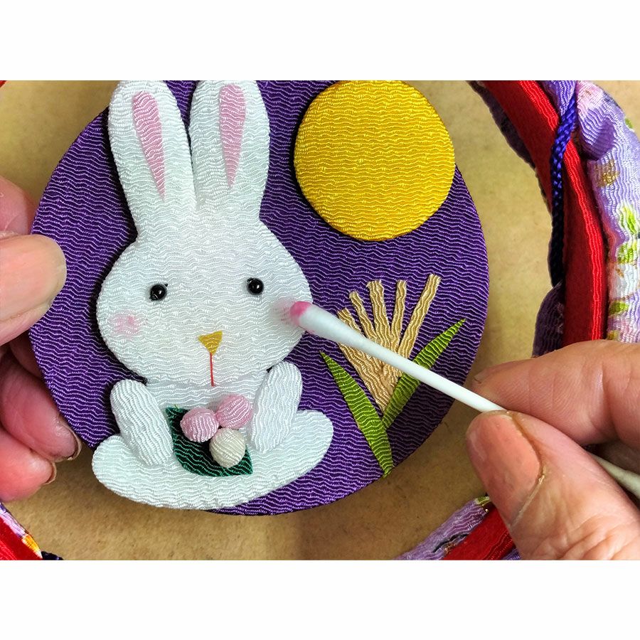 ちりめん手芸キット ぷくぷくリース しあわせ満月 |生地 和柄/和布