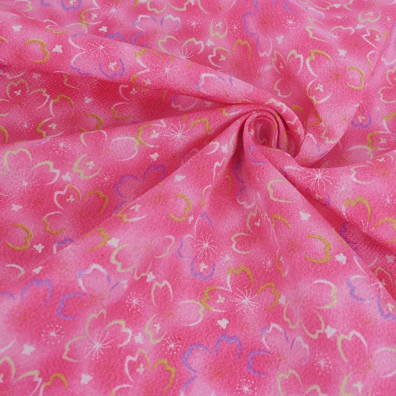 ちりめん生地 桜夜(ピンク) 10cm単位 切り売り 桜柄縮緬 レーヨンチリメン布地 手芸用クラフト用 和風柄可愛い