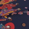 和風コットン生地・舞妓さんのおでかけ(濃紺) 10cm単位 切り売り