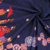 和風コットン生地・舞妓さんのおでかけ(濃紺) 10cm単位 切り売り