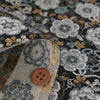 金襴生地(金らん) 六弁重ね花紋(黒/グレイグリーン) 10cm単位 切り売り