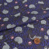 点描に猫の日常(グレー/ブルー) 10cm単位 切り売り
