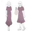 和柄コットン生地 金彩桜景色(グレー) 10cm単位 切り売り洋服イメージ
