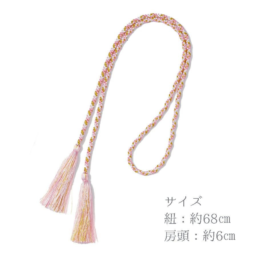  両房 6cm・ひも68cm (パステルピンク×ゴールド)