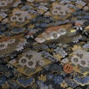 金襴生地(金らん) 松皮菱に吉祥花重ね(黒) 10cm単位 切り売り