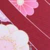 着物用洗える生地 のしめに花と丸紋散らし(えんじ系) 1反売り(約12m)