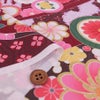 着物用洗える生地 のしめに花と丸紋散らし(えんじ系) 1反売り(約12m)