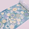 着物用洗える生地 のしめに花と丸紋散らし(ブルー系) 1反売り(約12m)