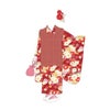 着物用洗える生地 姫手まりに桜花寄せ(赤系) 1反売り(約12m)