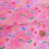 ちりめん生地 植物と胡蝶の舞(ピンク) 10cm単位 切り売り