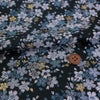  金襴生地(金らん) 桜流れ(黒/水色) 10cm単位 切り売り