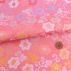 金襴生地(金らん) 花葵に唐草模様(ピンク) 10cm単位 切り売り