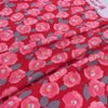 ポリちりめん生地 水彩風の椿(赤) 10cm単位 切り売り