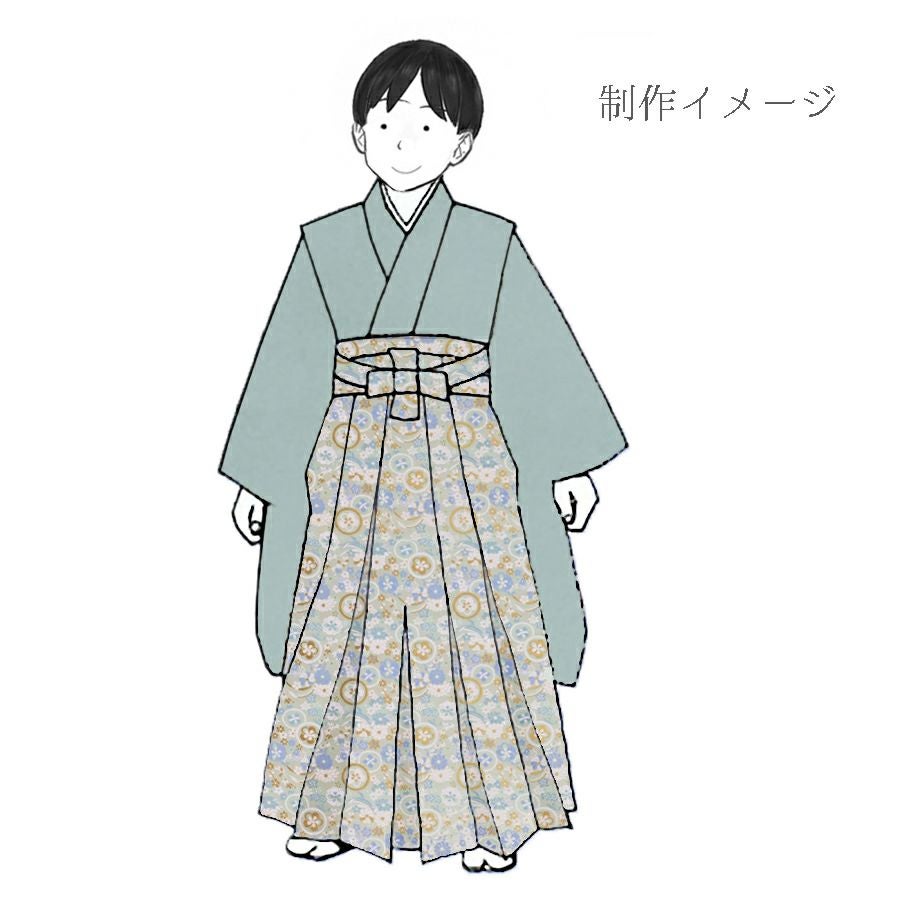 金襴生地(金らん) 束ね花に丸紋散らし(ミントグリーン/ブルー)