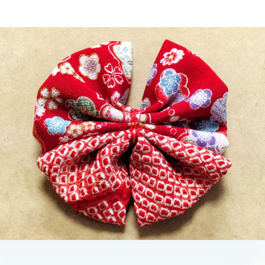 髪飾り手作りキット 正絹京友禅 はいからリボンとお細工花ピンのセット