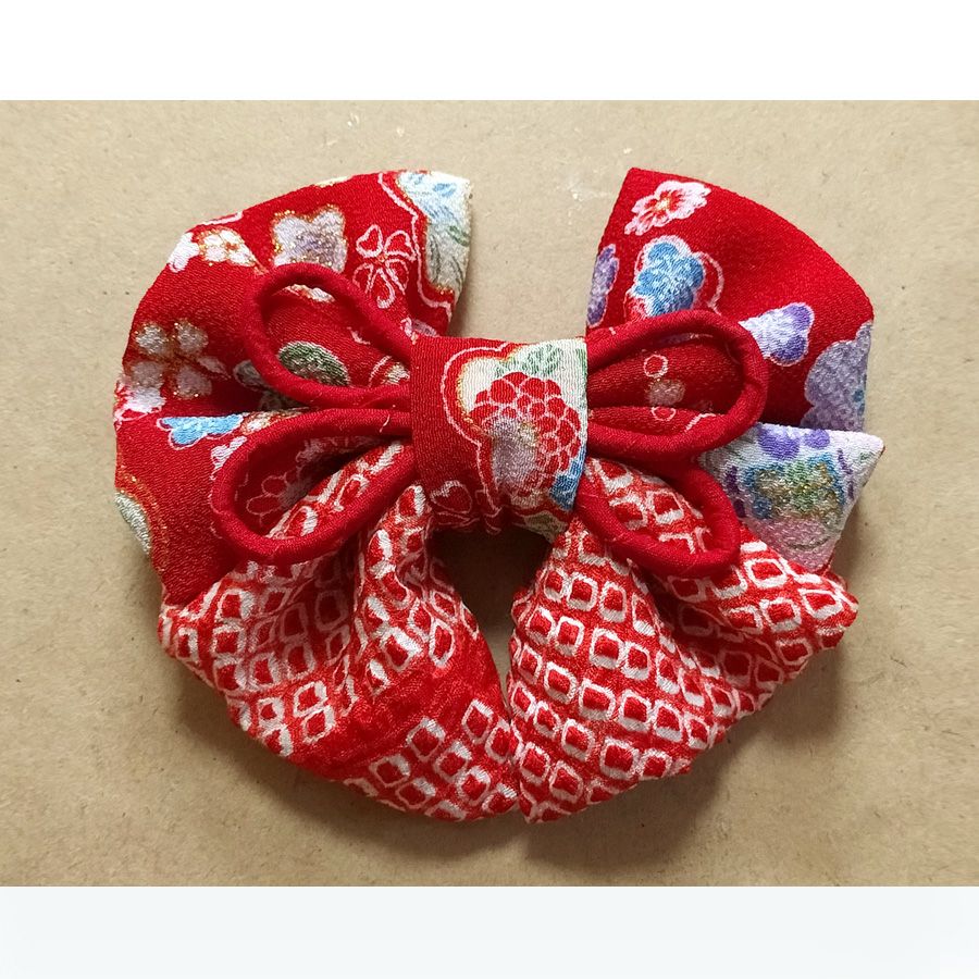 髪飾り手作りキット 正絹京友禅 はいからリボンとお細工花ピンのセット