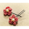 京きもの生地で作る絹の髪飾り はいからリボンとお細工花ピンのセット