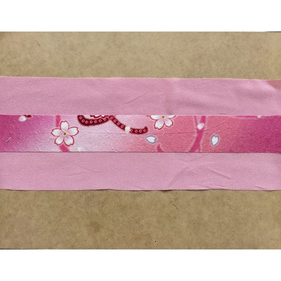 髪飾り手作りキット 正絹京友禅 花と下り藤のりぼん(ピンク系) |生地