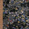 ちりめん生地 流水に春秋花と蝶(黒) 10cm単位 切り売り