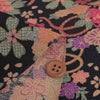 古布調ちりめん生地 花いかだ文様(黒) 10cm単位 切り売り