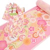 着物用洗える生地 梅花に手まりと糸巻き(ピンク) 1反売り(約12m)