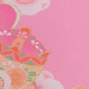 着物用洗える生地 梅花に手まりと糸巻き(ピンク) 1反売り(約12m)