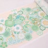 着物用洗える生地 梅花に手まりと糸巻き(淡緑) 1反売り(約12m)