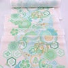 着物用洗える生地 梅花に手まりと糸巻き(淡緑) 1反売り(約12m)