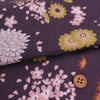 和柄コットン生地 花綴り(深紫) 10cm単位 切り売り