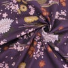 和柄コットン生地 花綴り(深紫) 10cm単位 切り売り