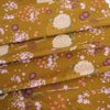 和柄コットン生地 花綴り(おうど色) 10cm単位 切り売り