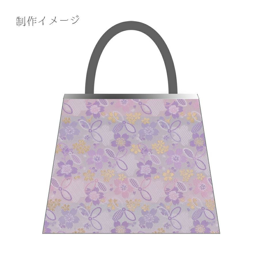 金襴生地(金らん) 桜と結び七宝(白/薄紫) 10cm単位 切り売り