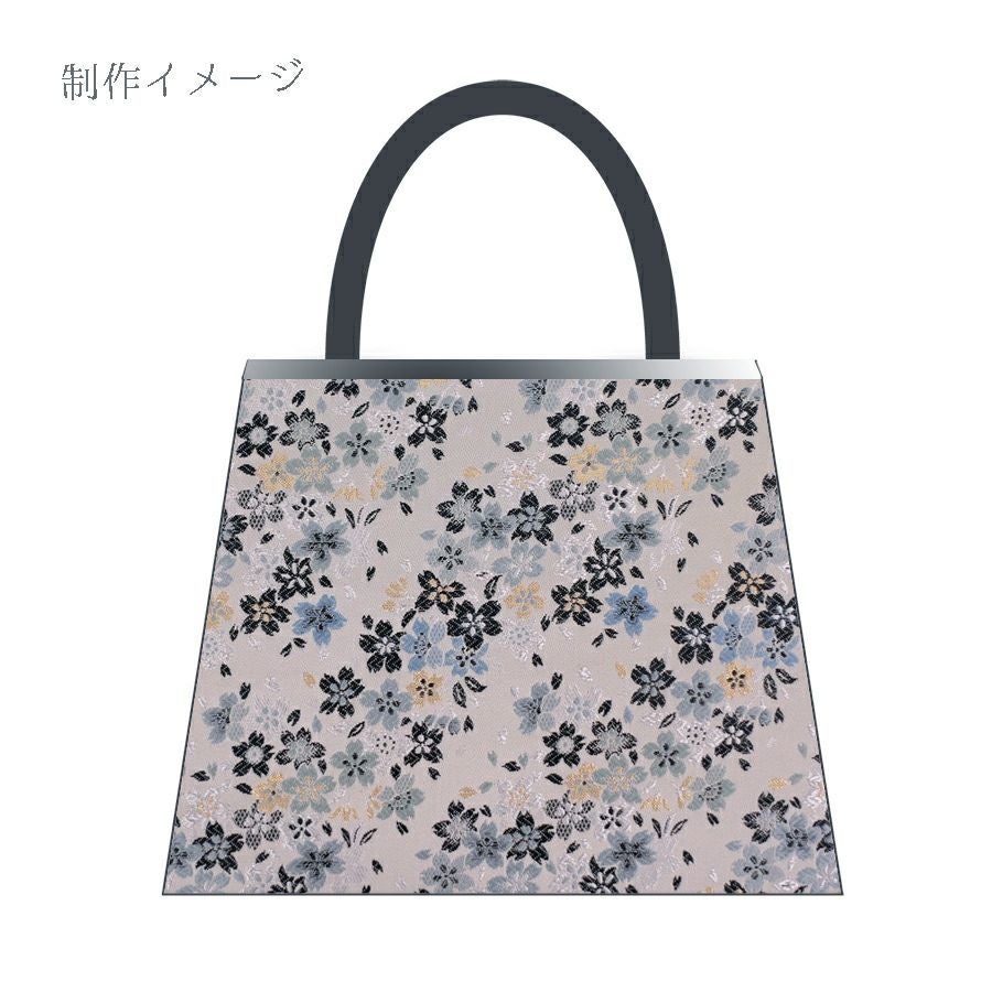 金襴生地(金らん) 桜流れ(ライトグレー/水色) 10cm単位 切り売り