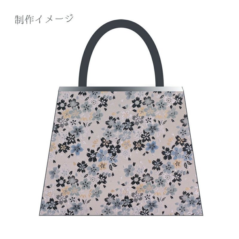 金襴生地(金らん) 桜流れ(ライトグレー/水色) 10cm単位 切り売り