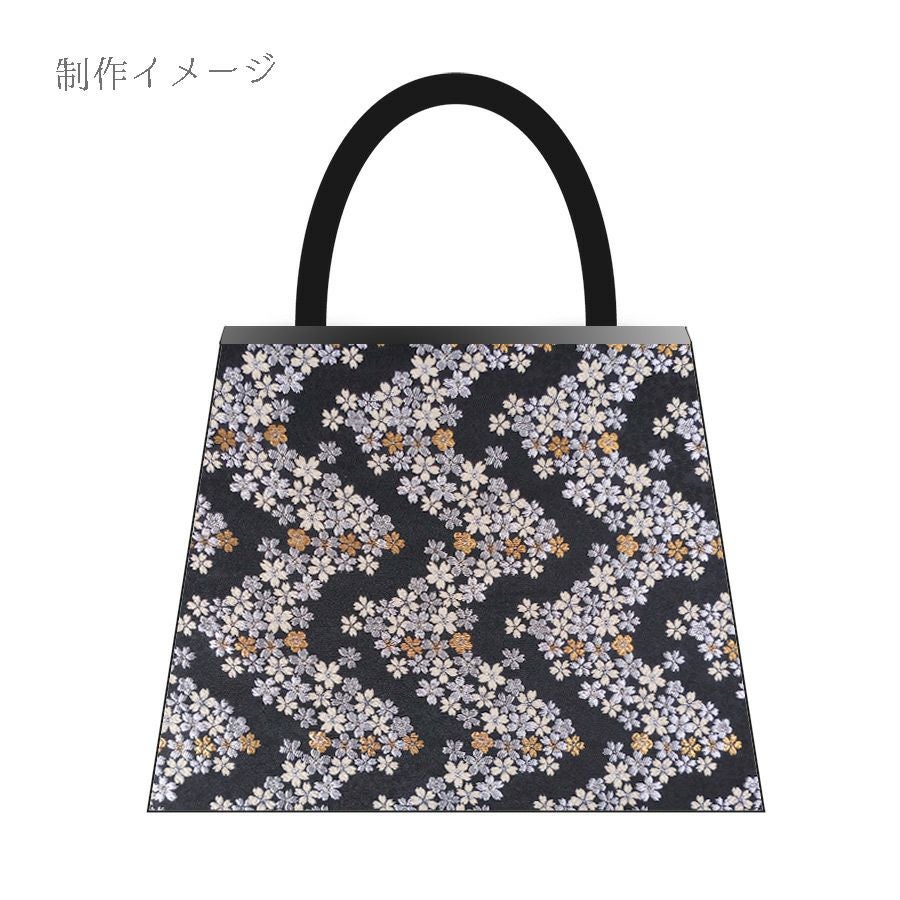 金襴生地(金らん) 桜波(黒/ベージュ) 10cm単位 切り売り |生地 和柄
