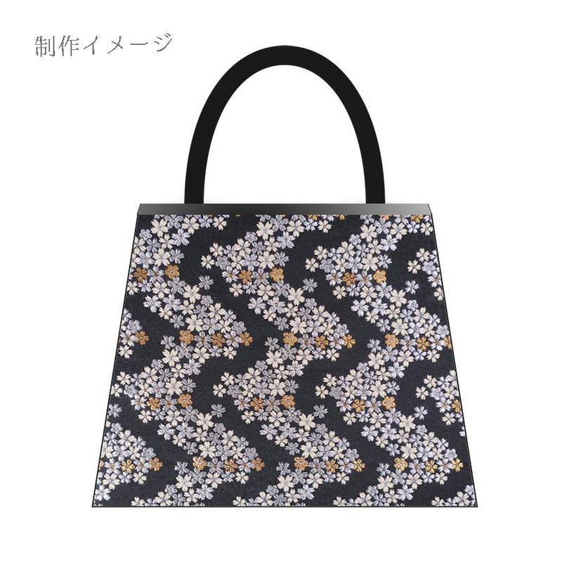 金襴生地(金らん) 桜波(黒/ベージュ) 10cm単位 切り売り
